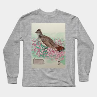 Pennsylvania state bird & flower, the ruffed grouse and mountain laurel Long Sleeve T-Shirt